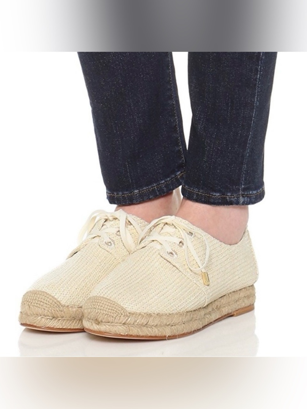 Joie Size 9 Wallie Espradrilles Lace-Up Cream Woven Texture